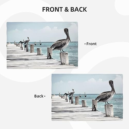 Set de table lavable Pelican on Wood Bridge résistant à la chaleur lin