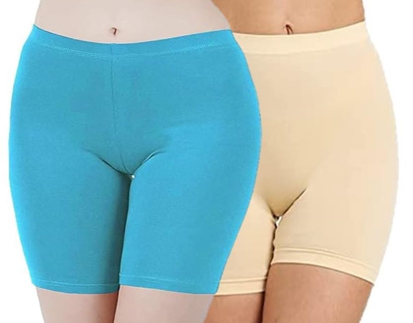 Womens Cycling Shorts for Under Dress | Skirt | Shorties Anti Chafing Boxer Tights Mid Thigh Boyshorts Regular and Plus Sizes Combo Pack-image-41