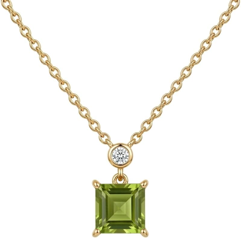 925 Sterling Silver 2 Carat Princess Cut Solitaire Gemstone Necklace Jewelry for Women with Lab Grown Diamond