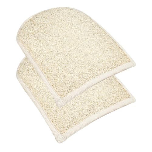 OSOLADY Guantes Exfoliantes de Lufa Naturales 2 Unidades, Doble Textura para Baño y Ducha, Tamaño Estándar, Color Natural, Manoplas Depuradoras para Piel y Limpieza Profunda