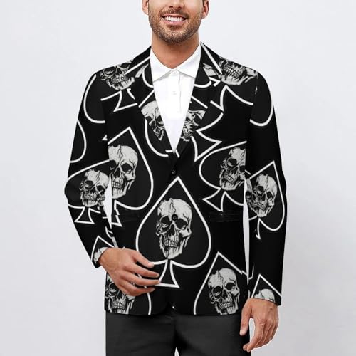Skull Ace of Spades Mens Blazer Suit Jacket Lightweight Slim Fit Casual Coat2