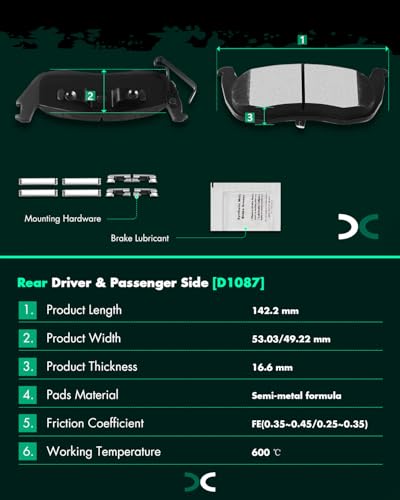 Image of SCITOO D1181 D1087 Front & Rear Semi-Metal Brake Pad Sets 2006-2010 For Jeep For Commander,2005-2010 For Grand Cherokee