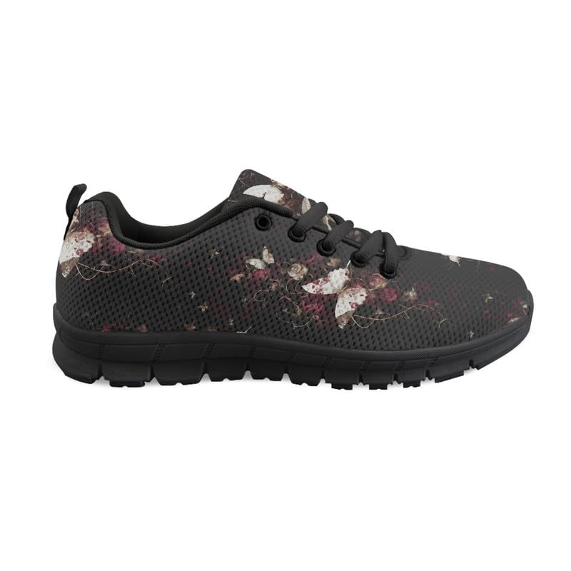 Scarpe da ginnastica con teschi per donne e uomini, scarpe da passeggio casual nere in rete, comode scarpe da lavoro a taglio basso