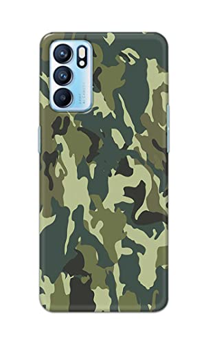 Image of Printed Hard Back Cover Case for Oppo Reno6 5G | Oppo Reno 6 5G Back Cover (Green Army Camouflage) -1803