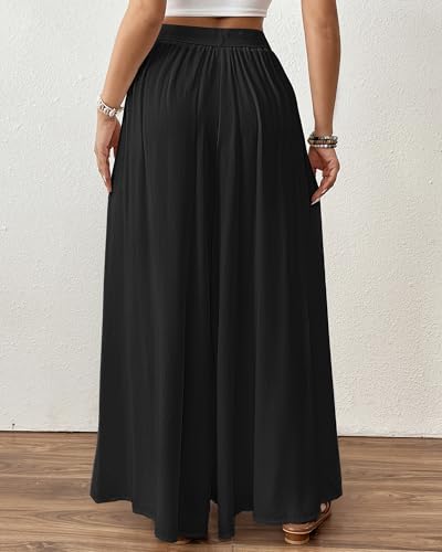 Image of Bsubseach Women Wide Leg Pants Floral Flowy Palazzo Pants