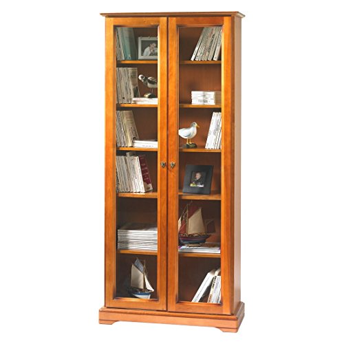 Beaux Meubles Pas Chers Bibliothèque 2 Portes Vitrées Merisier 5 Tablettes L 82.4 H 182.2 P 33 cm