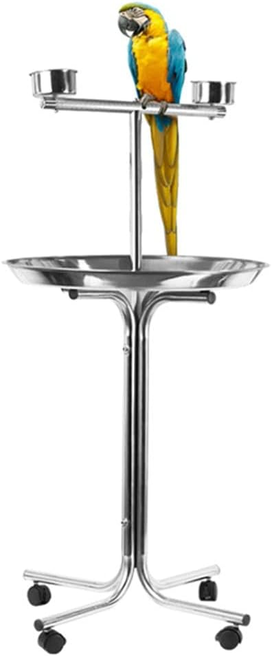 Bird Cage Parrot Stand Stainless Steel Parrot Stand Disc Display Stand Macaw is Used for Medium and Large Parrots Canaries Love Birds Birdcage