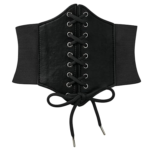 Zando Lace up Pirate Corset Belt for Women - Elastic Waist Belt Vintage Renaissance Accessories for Daily Halloween Cosplay