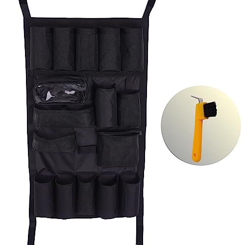 HIVEFISH Horse Trailer Organizer Bag - Hanging Horse Trailer Door Organizer - Horse Trailer Storage Caddy - Attach to Trailer or Stable Door - comes with Hardware and Hoof Brush