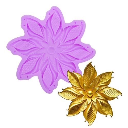Acvcatto Floral Silicone Mold, Purple, Decorative Flower Pattern, 3.19 x 3.19 Inch, for Craft Making
