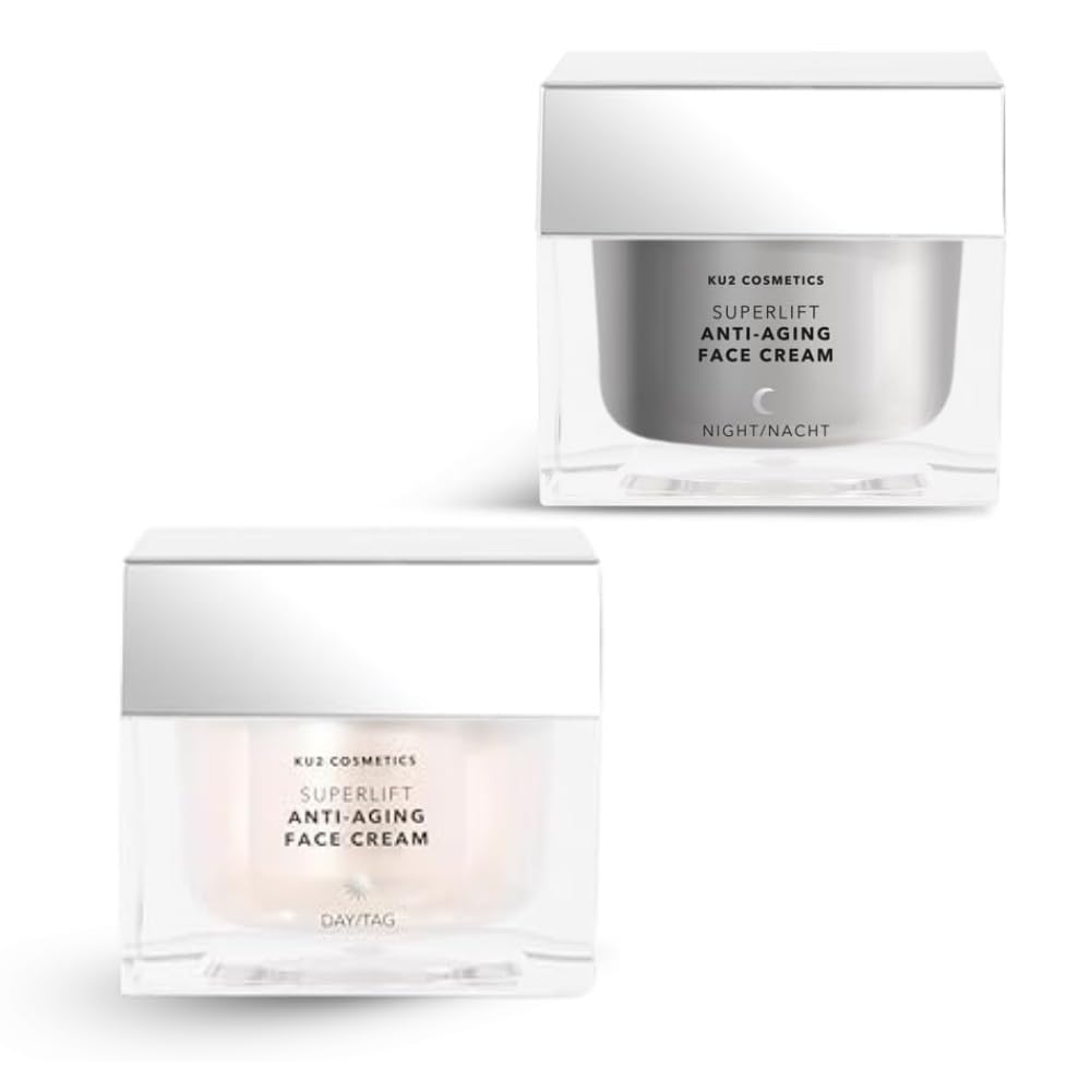 KU2 Superlift Anti Aging Set – Tagescreme & Nachtcreme mit Hyaluron & Bakuchiol – 24h Gesichtspflege Routine für glattere & hydratisierte Haut – Gesichtscreme für Damen & Herren