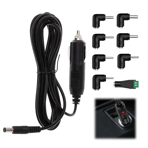 Chargeur de Voiture Universel 12V 2A - Câble d’Alimentation DC avec Prise 5.5x2.1mm pour Lecteur DVD, GPS, Haut-parleurs, Étiqueteuse, Tire-Lait, Caméra...