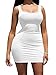 YFANG Women's Casual Tank Top Bodycon Dress Basic Sleeveless Club Mini Dress White Medium