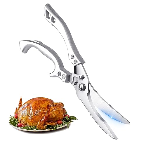 FlyWave Forbici Trinciapollo Acciaio Inox - Professionali Per Carne, Verdure, Erbe E Pizza