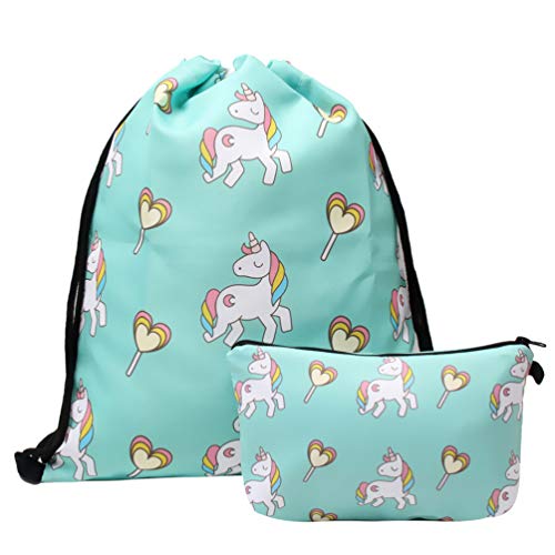 TENDYCOCO 2pcs unicornio morral del lazo del ramo de bolsillo paquete de bolsa