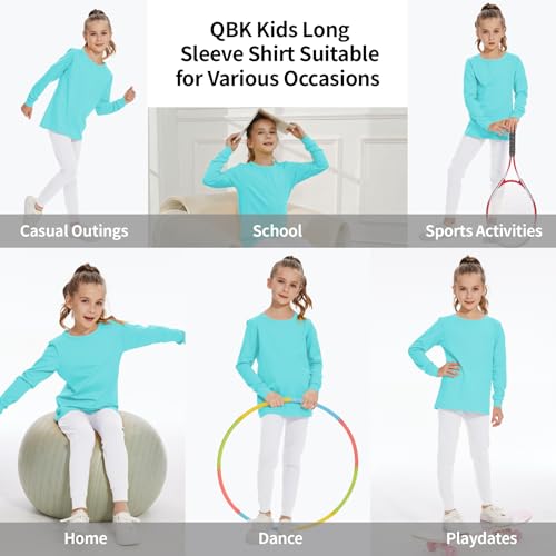 Image of 3T 4T 5T to 12 Years Girls Long Sleeve Shirts Kids Cotton T-Shirt Toddler Basic Crew Neck Top