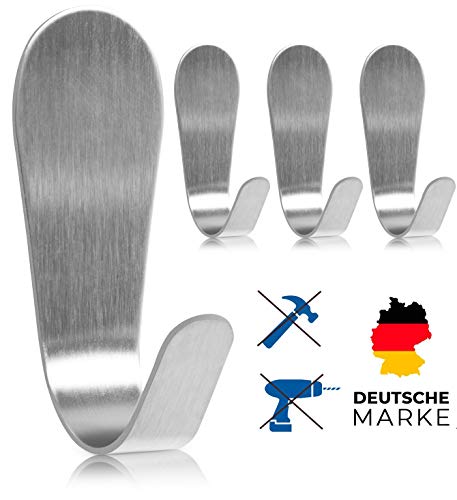 Perfectosan® Zelfklevende handdoekhaken van hoogwaardig roestvrij staal, 4 stuks, 100% roestvrij, praktische houder voor… - Image 3