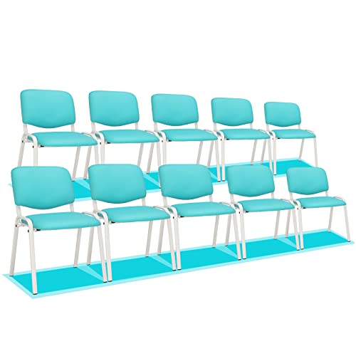 VINGLI Blue Waiting Room & Office Chairs - 10-Pack Stackable PU Set for Church, Conference Room, Lobby & Guest Reception Area