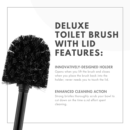 Image of ToiletTree Products Deluxe Toilet Brush with Lid - Black
