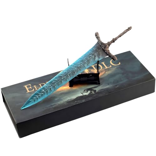 Huadafun Elden Ring Dark Moon Greatsword Straight Sword Model with Display Stand Full Metal 11.8in Action Figures Toys Collection Gifts Office Deskop Decoration Ornaments
