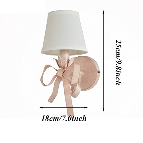 Zytyeu Wrought Iron Wall Lamp Creative Pink Bow American Children's Room Girls Bedroom Living Room Aisle Cloth Wall Light Wall Lights Bedroom (Color : A) #TOP2