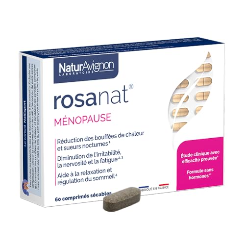 NaturAvignon Rosanat complément alimentaire menopause et pré-ménopause - bouffées de chaleur, fatigue, irritabilité - complexe menopause traitement Bien-être Femme sans hormone - 60 comprimés (1mois) NaturAvignon Rosanat complément alimentaire menopause et pré-ménopause - bouffées de chaleur, fatigue, irritabilité - complexe menopause traitement Bien-être Femme sans hormone - 60 comprimés (1mois)