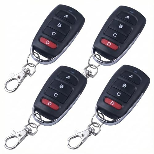 VertexOval 4X Mando Garaje Universal 433MHz (Código Fijo), Mando Clonador 4 Botones para Puerta y Cancela, Mando a Distancia Duplicador Alcance 50m con Llavero, Compatible con 2262 1527