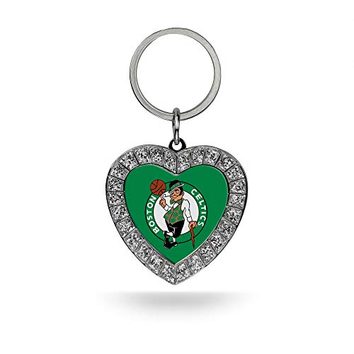 Rico Industries NBA Boston Celtics Metal Rhinestone Heart Keychain 1.38 x 3-"