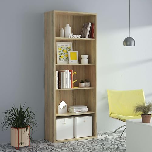 Muebles Pitarch | Librería de Oficina o Despacho con 4 Estantes, Librería de Salón, Roble Cambrian, 196,5x75,5x33cm (alto x ancho x fondo) Básica, Elegante y Resistente, Colección MUEBLES PITARCH - imagen 2