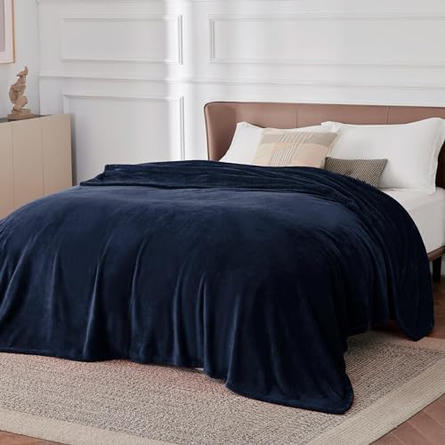Image of Bedsure GentleSoft Fleece Bed Blankets Full Size Navy - Soft Lightweight Plush Fuzzy Cozy Luxury Blanket Microfiber, 84x90 inches