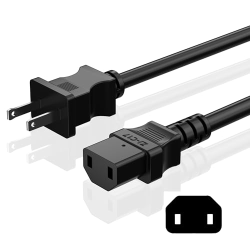 HiFind 2 Prong TV Xbox Power Cord Replacement 4 Ft/2 Pack 18 AWG AC Power Supply Cable 10A 125V IEC320 C17 to NEMA 1-15P for Xbox 360 E/Slim Sony TCL TVs etc. ETL-Black