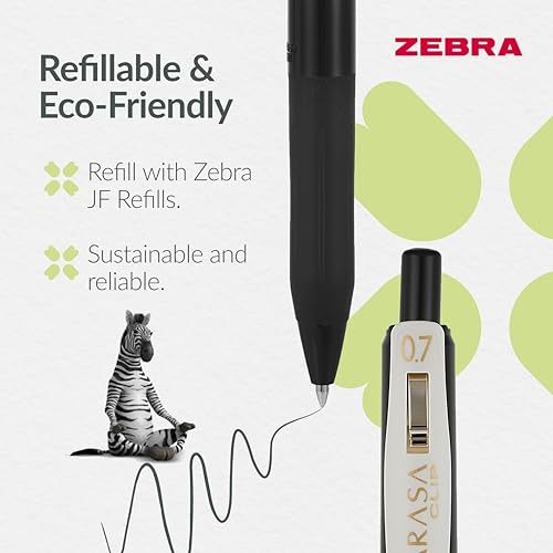 ZEBRA Pen SARASA Gel CLIP Vintage Black Ink Retractable Gel Pen 2 Pk - 0.7mm Black Gel Pens, Acid-Free, Water-Resistant, Rapid Dry, Archival Quality, Refillable Gel Pens with Alligator Clip - Image 4