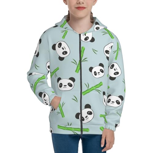 Panda Bamboo Twigs Kid Hoodies Boys Zip Up Sweatshirts Girls Pullover with Pocket3