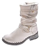  TMA Damen Winter Stiefel echt Leder gefüttert Stiefeletten TMA 5005 Schuhe Weiß Boots Gr. 39
