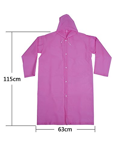 Mudder Portable Drawstring Raincoat Rain Poncho With Hoods And Sleeves (Pink) #TOP4