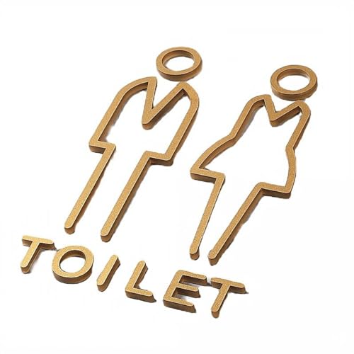 トイレサイン ピクトグラム トイレ お手洗い プレート 標識 看板 案内 (男女 ゴールド)