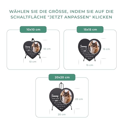 LAUBLUST Personalisierte Herzform Grabplatte mit Name & Foto als Grabschmuck für Hund, Katze & andere Haustiere - Pfoten, 3 Größen | Schieferplatte mit Gravur als Tiergrabstein Deko & Tiere Grabtafel