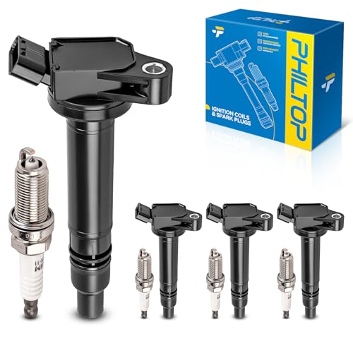 Image of PHILTOP Ignition Coil Pack and Spark Plugs Fits for Toyota 2010-2013 2015-2017 Camry 2.5L, 2010-2018 RAV4 2.5L, 2009-2015 Venza 2.7L, 2013-2020 4Runner, Scion 2011-2016 tC, 4PCS UF630
