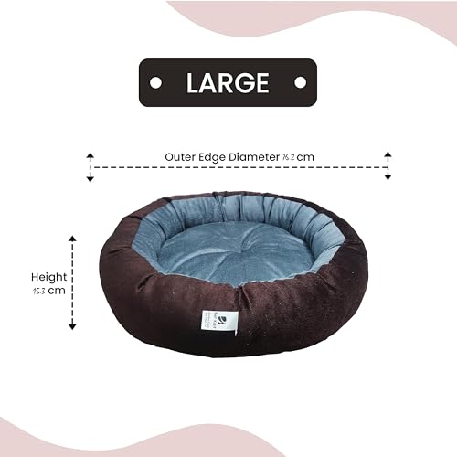 Image of Large Size Dog Bed for Large Size Dogs, Puppies, Kitten and cat Bed Velvet Fabric Dual Color Grey-Brown Anti Skid Bottom Washable Export Quality Pet Bed