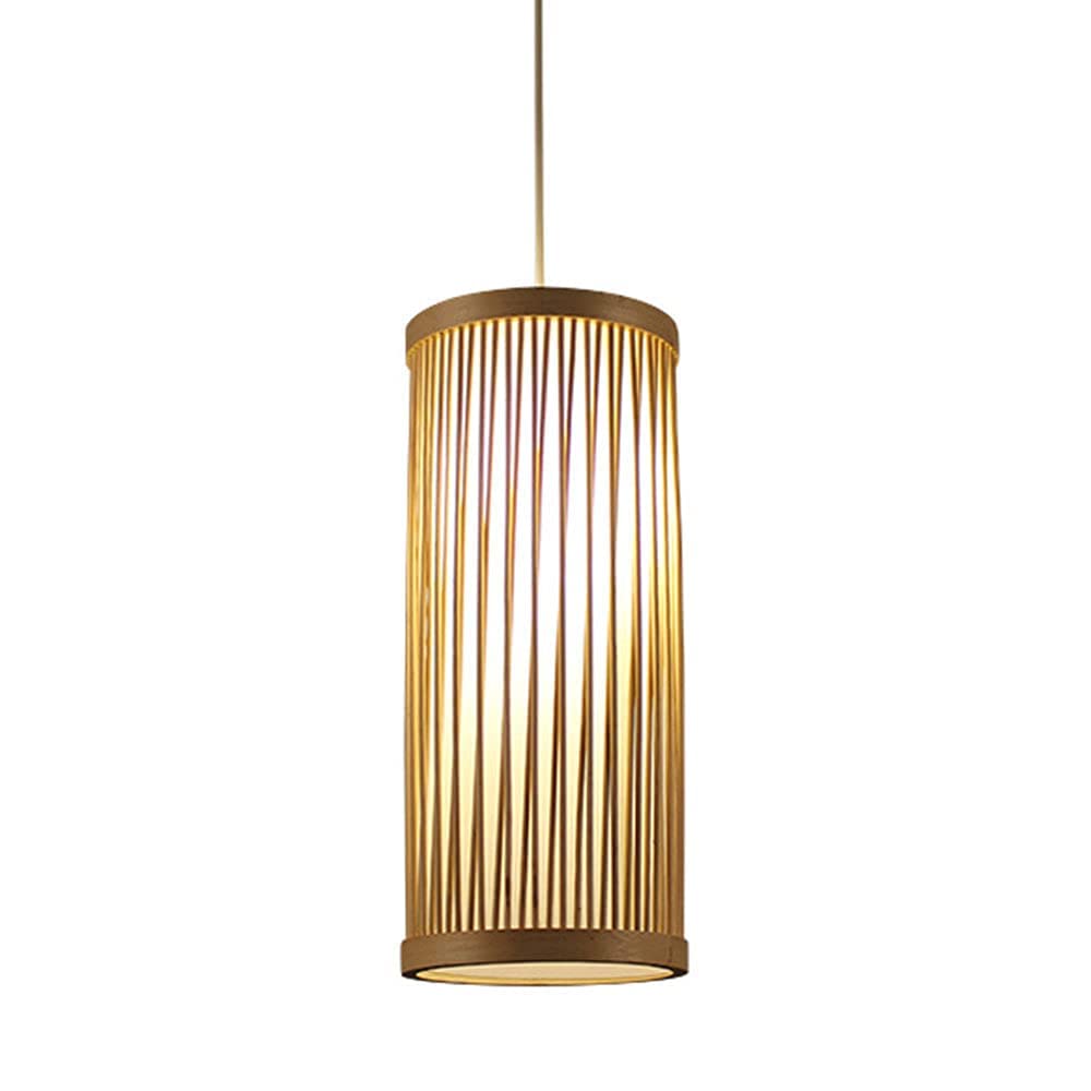 HXYSXHJUO Boho Rattan Light Fixture For Living Room 15in Wicker Hand-Woven Cylinder Chandeliers Farmhouse Dining Lighting Bamboo Kitchen Island Lamp