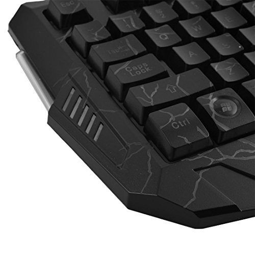 Image of Adjustable LED Three Colors Backlit Wired Gaming Keyboard Mouse Combo Black (SN: 97d f30 14b c82 b72)