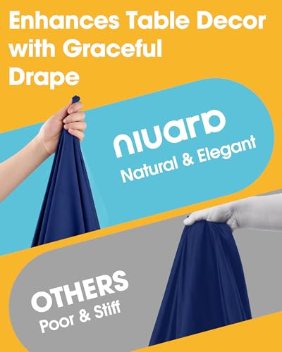 Image of Niuara Navy Blue Polyester Table Cloth, 6 Pack, 60 x 102 in | Rectangle, 5 ft Tables, Washable, Wrinkle Resistant, Weddings Parties