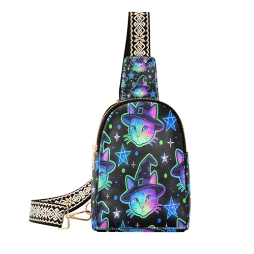 Kitten Witch dégradé lumineux chat sorcier multicolore en résine durable