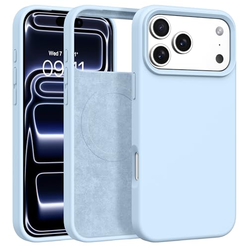 BENTOBEN Magnetic for iPhone 17 Pro Case 6.3" 2025, Compatible with Magsafe Silky Liquid Silicone Slim Soft Full-Body Shockproof Protective Women Girl Men Phone Cover for iPhone 17 Pro, Light Blue by BENTOBEN - Used condition - US$5.99