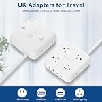 US to UK Plug Adapter,USA to UK Ireland Adaptor Converter with 8 Outlets 4 USB Port(2 USB-C),UK Adapters for Travel,Type G Travel Adapter for Ireland Scotland England British Hong Kong Dubai