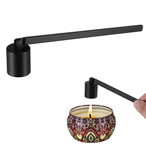 KroY PecoeD Candle Snuffer Stainless Steel Candle Extinguisher Wick Snuffer Accessory with Long Handle Candle Snuff Snuffers for Most Candles Black