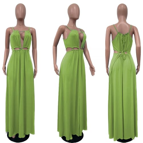 Image of Famnbro Womens Sexy Summer Dress Halter Neck Sleeveless Tie Back Boho Resort Maxi Dresses 2026 Beach Vacation Outfits