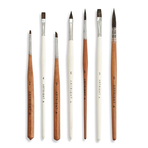 Image of Cylindra MasterShape Artist Brush Set Assorted (7Pcs) - Mop, Angular, Round, Cat Tongue, Flat & Detail Brushes with ArtiFlex Micro Filaments for Acrylic, Watercolor & Gouache Painting