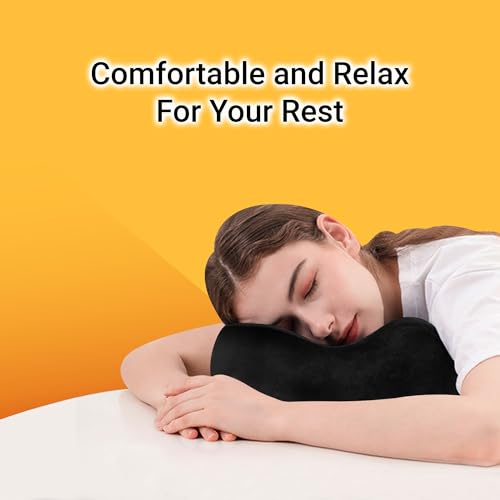 Image of Billebon Extra Soft Memory Foam Luxury Travel Neck Support Rest Pillow with Soft Washable & Removable Cover, Multipurpose Comfortable Travel Pillow for Airplane (Black with Eye MASK)