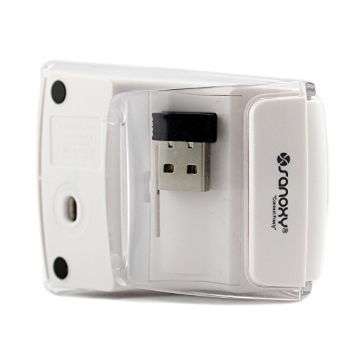 Sanoxy Usb 2.4Ghz Snap-In Transceiver Wireless Optical Mouse Foldable Folding Arc Wireless Mouse For Pc Laptop Computer-White #TOP6